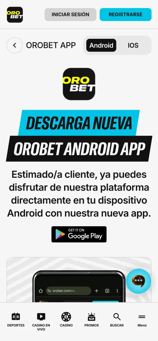 Descarga del APK de Orobet para Android desde el celular