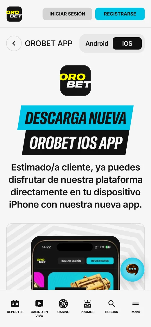 Descarga de la app de Orobet para iOS desde el celular
