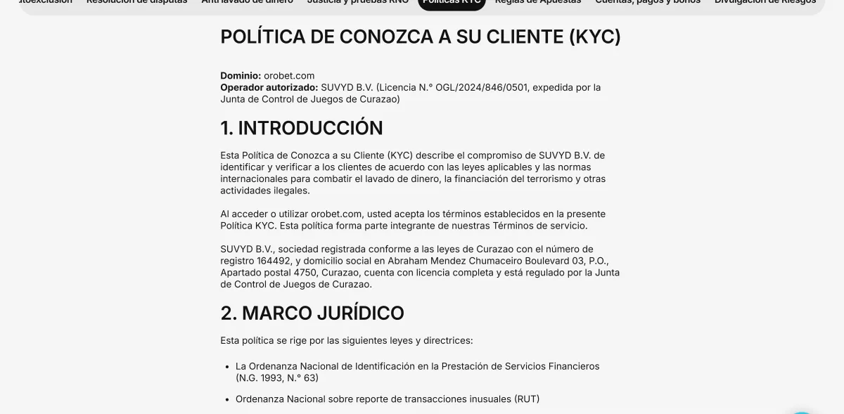 Política KYC de Orobet para la verificación de identidad
